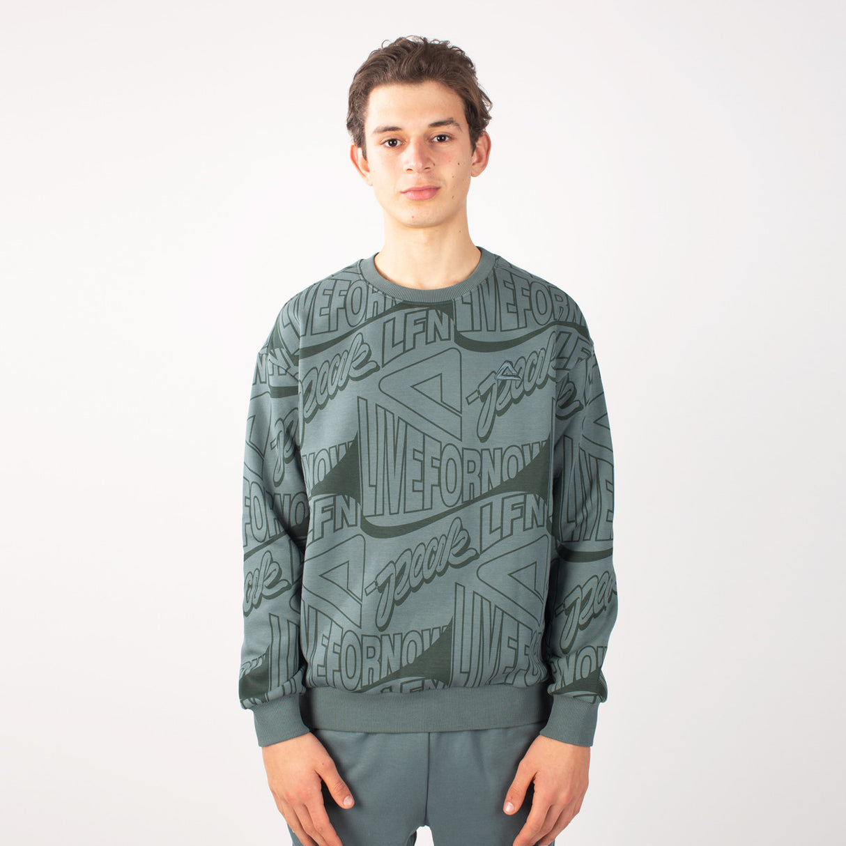 Sweatshirt live for now Vert noir